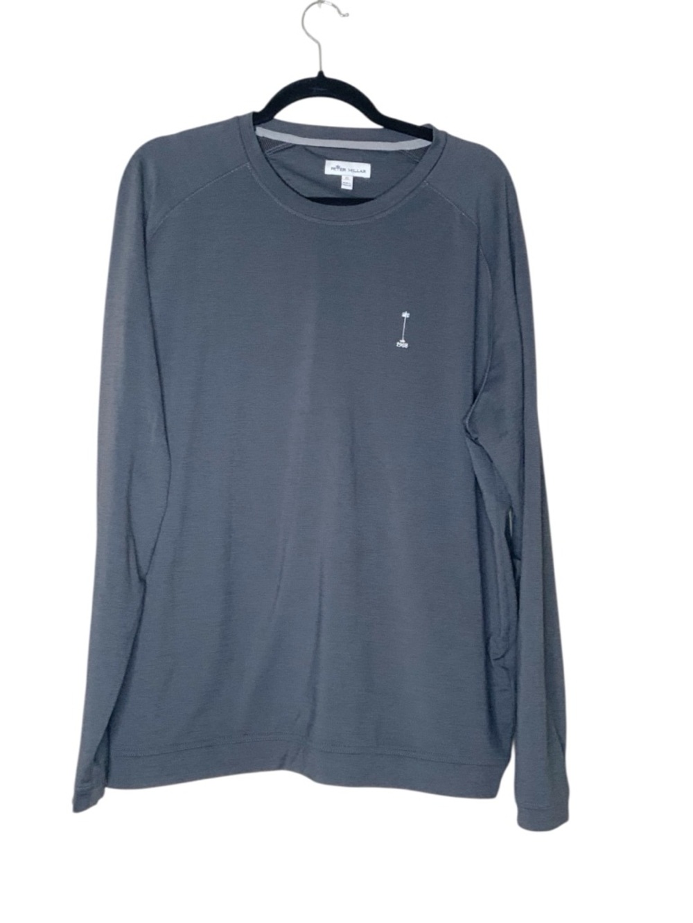 Peter Millar Men's Long-Sleeve Crewneck in Charcoal. XL - Picture 2 of 3